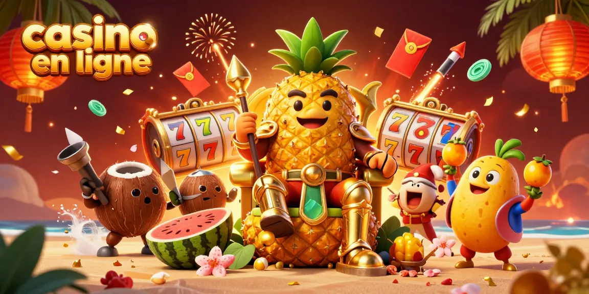 Rassemblez vos jetons pour gagner au casino en ligne avec le roi ananas doré et ses gardes.