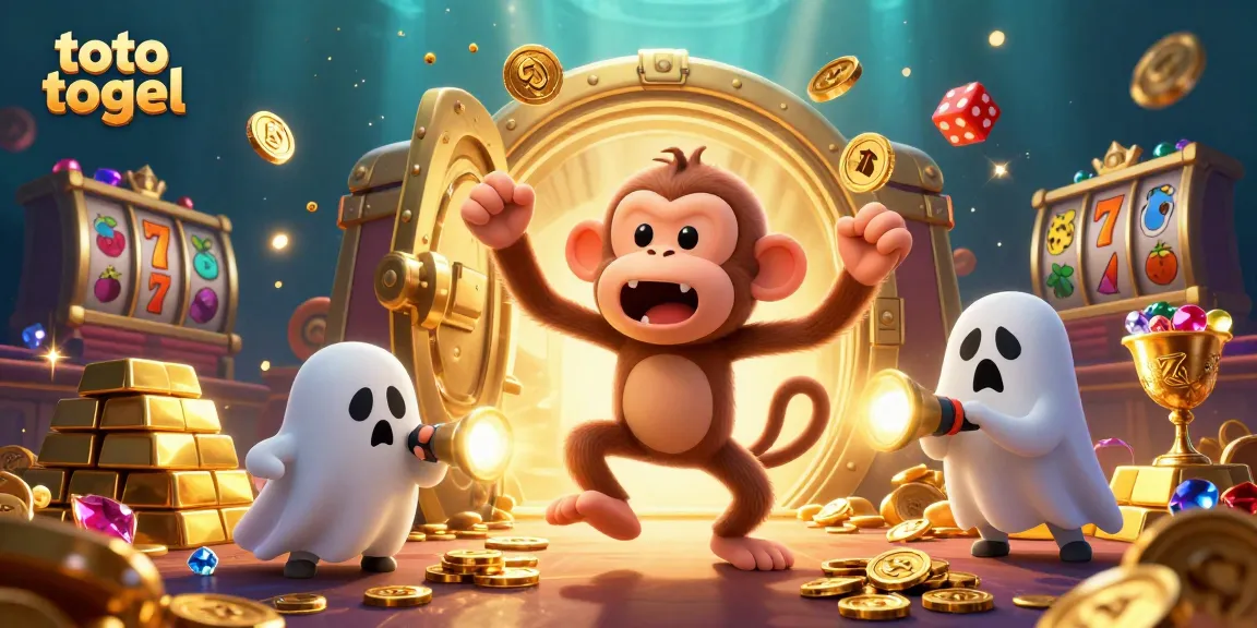 Toto togel menarik perhatian pemain dengan koin emas dan simbol slot yang berkilauan.