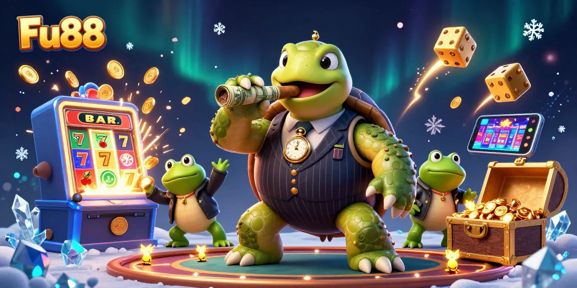 Experience the thrilling Fu88 casino with vibrant games, coins, and lively cartoon characters.