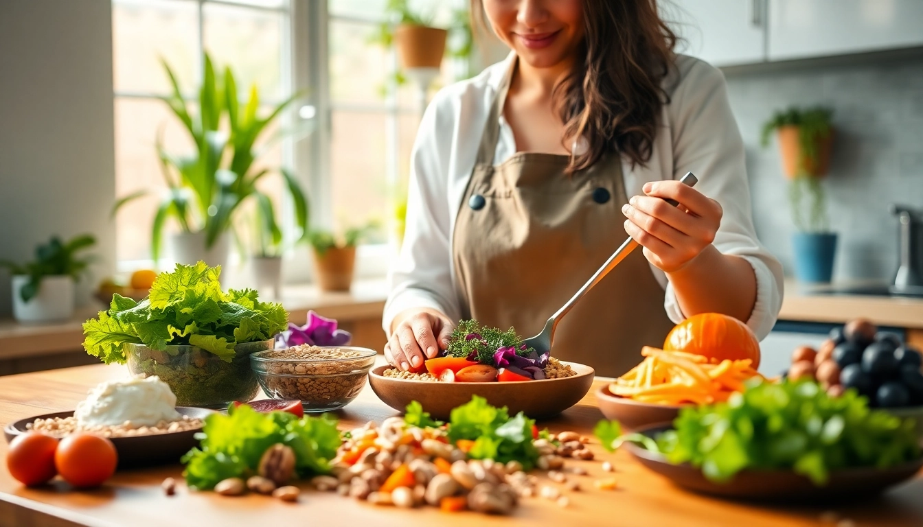 Prepare a vibrant hormone balance diet featuring fresh ingredients and colorful dishes.