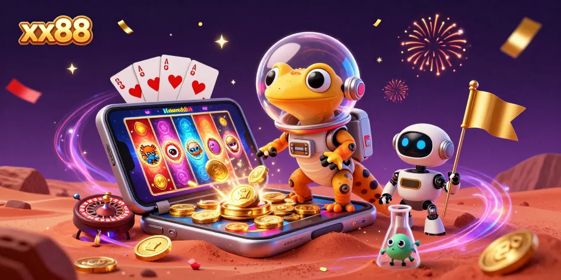 Experience thrilling fun with the xx88 gaming adventure as our Martian gecko discovers a golden casino!