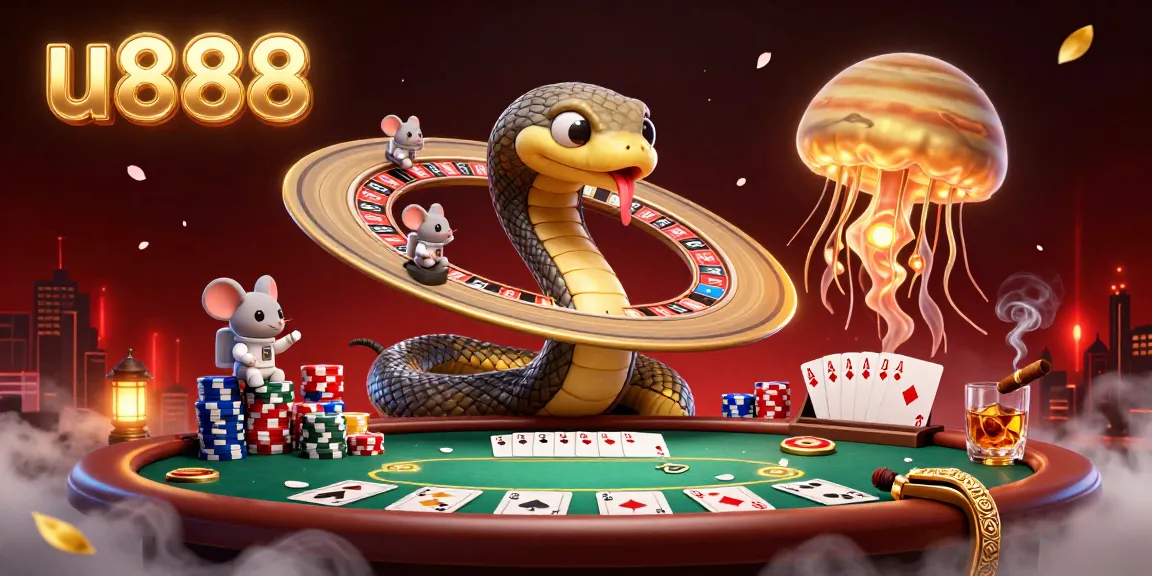 Gain thrilling wins at u888 with a cosmic roulette wheel and poker excitement in a vibrant 3D scene.