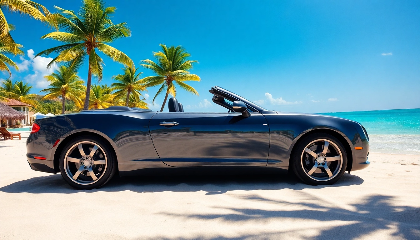 Experience convertible car rental st barts with a luxury vehicle on a stunning beach.