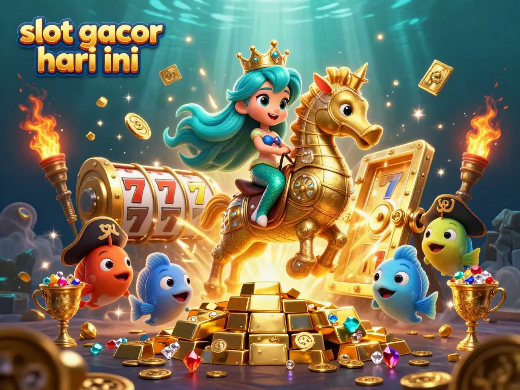 Experience thrilling gameplay with slot gacor hari ini, featuring magical underwater characters amidst treasures.