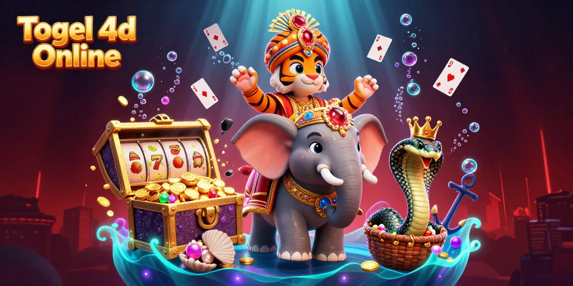 Experience the thrill of Togel 4d Online in a vibrant gambling scene with a maharaja and casino elements.
