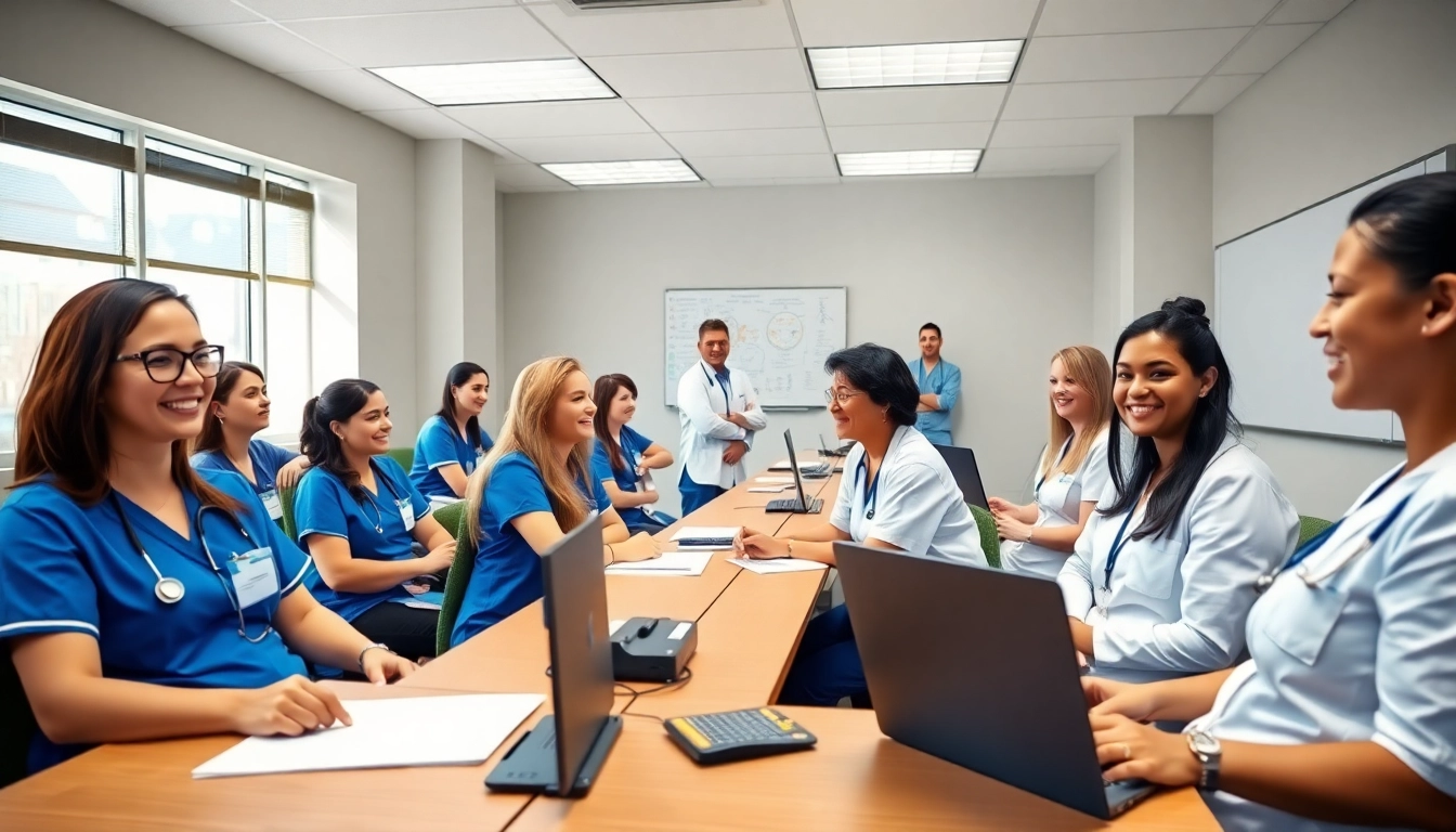 Engaged nursing students in an in person Nclex review in Houston during a dynamic class session.