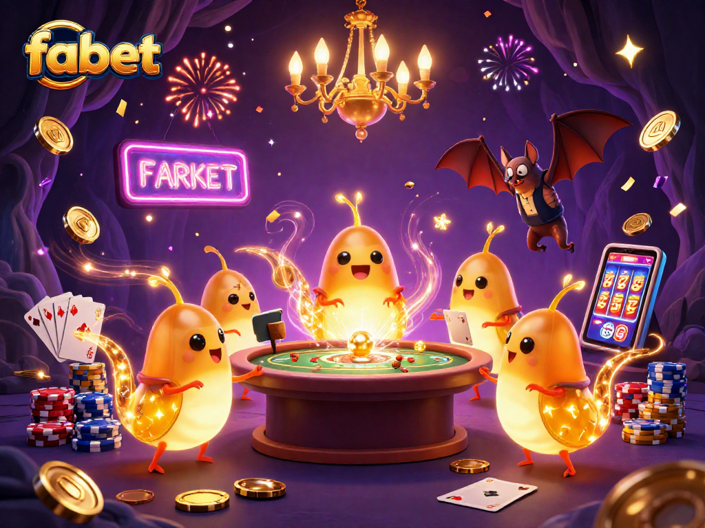 Experience fabet's vibrant casino atmosphere with glowworms lighting up games, spinning roulette, and sparkling treasures.