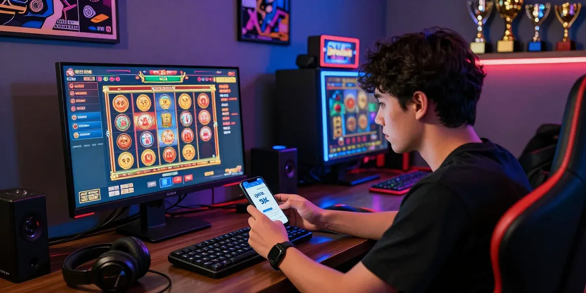 Player using slot deposit qris 5k in an immersive online casino setup with vibrant graphics.