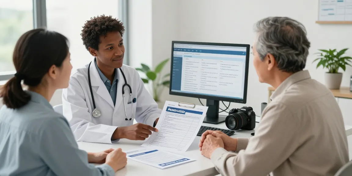 Compare retatrutide vendors in a modern medical consultation setting with healthcare professional conveying essential information to a patient.