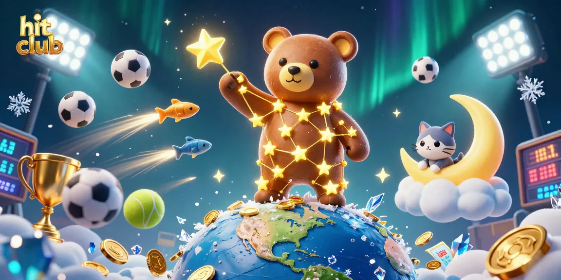 Experience the thrill of hit club with dynamic gameplay elements, featuring a cosmic bear and sports elements.