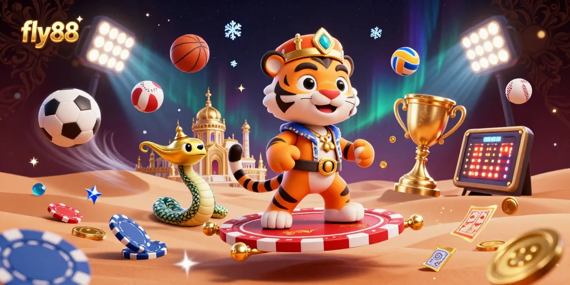 Experience excitement at fly88 with a lively casino scene featuring vibrant characters and dynamic elements.