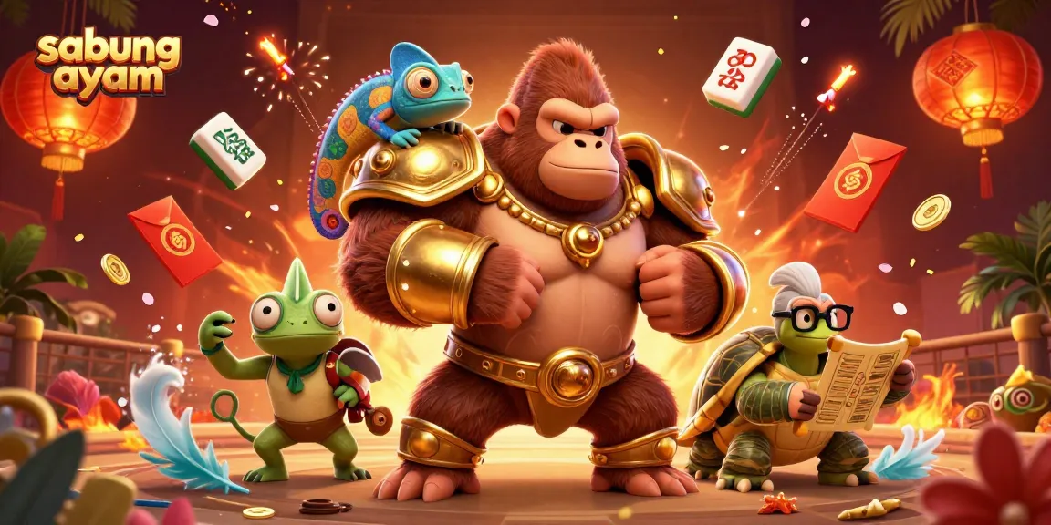 Engage in sabung ayam battles amidst vibrant characters and dynamic arena elements showcasing expert competition.