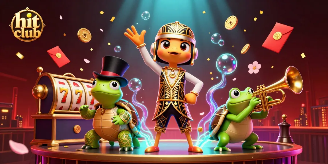 Engaging illustration showcasing hit club with vibrant casino elements and fun cartoon characters
