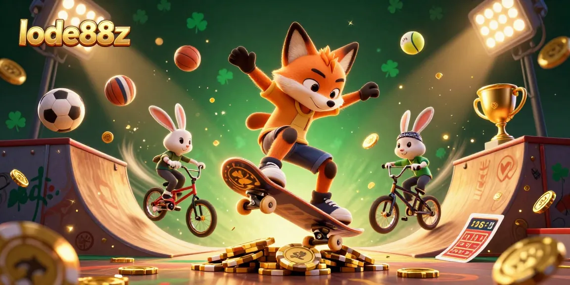 Experience thrilling gaming at lode88z with vibrant casino characters amidst dynamic action.