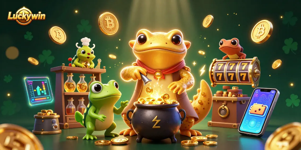 Experience the magic of Luckywin as the golden salamander alchemist turns metals into coins amidst a vibrant casino universe.