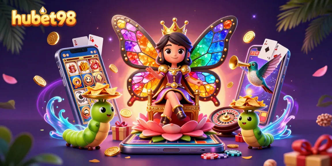 Experience the excitement of hubet98 with a vibrant casino scene featuring colorful games and dynamic elements.