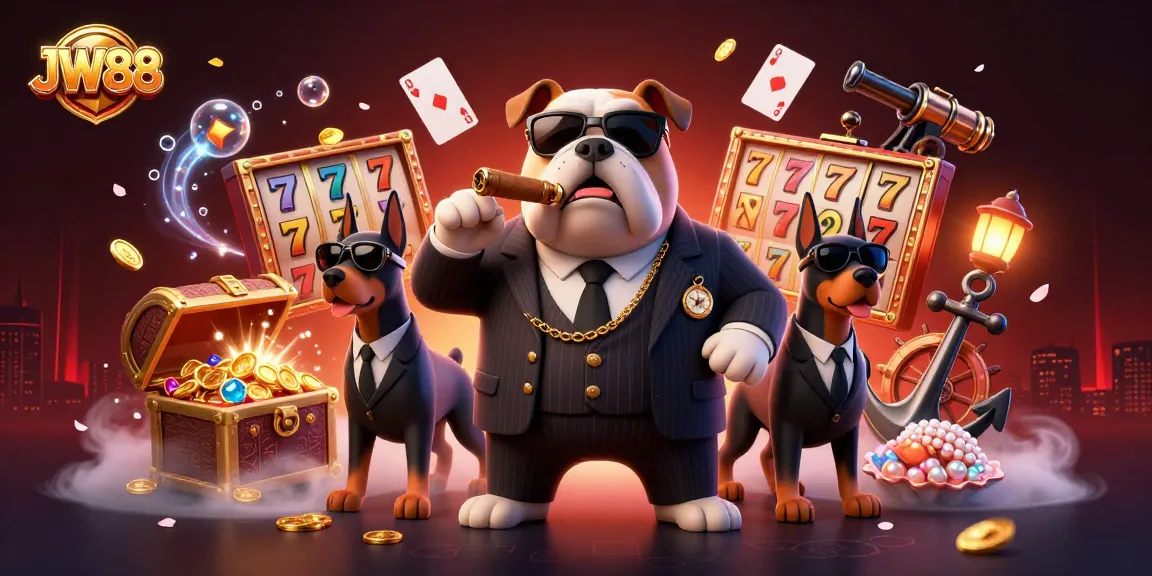 Experience thrilling slots and games at JW88 with our cartoon-style mafia scene, featuring action and excitement.
