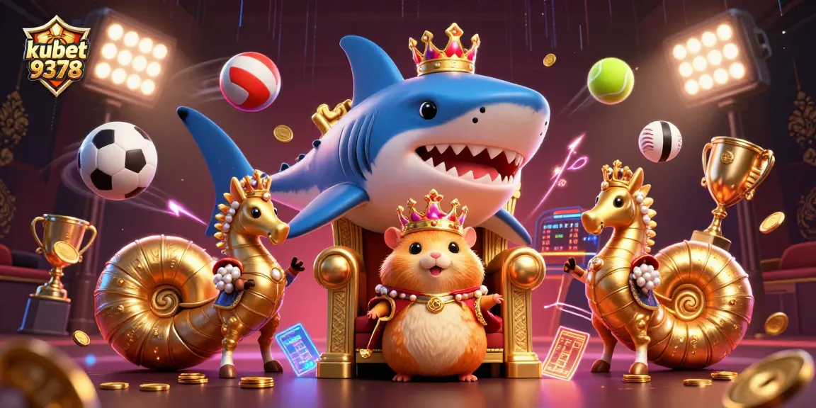 Engage with kubet9378's thrilling gambling atmosphere featuring a golden hamster king and sporting elements.
