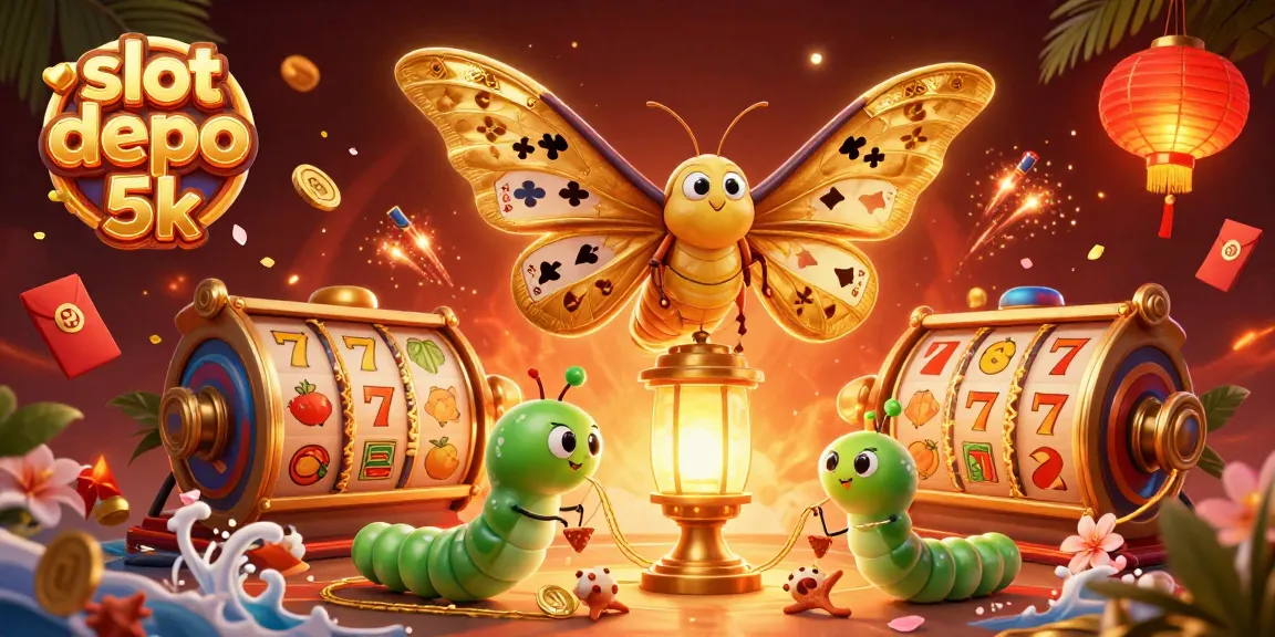 Mainkan slot depo 5k dengan berbagai simbol keberuntungan dan suasana kasino yang meriah.