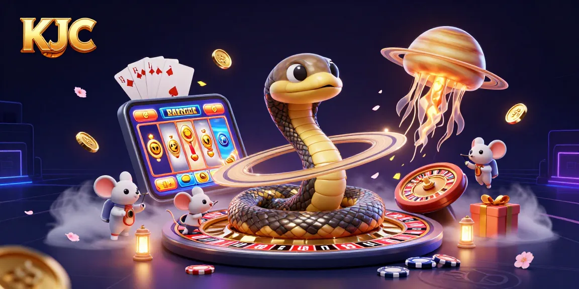 KJC players enjoy high-stakes action with astronaut mice betting on a Saturn roulette wheel.