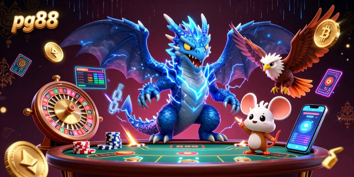 Engage in thrilling experiences with pg88's dynamic live betting action featuring a thunder dragon and a fierce hawk.