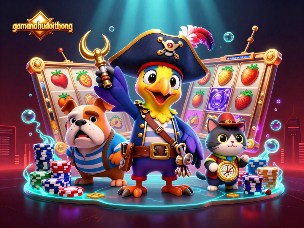 Spin to win with gamenohudoithuong in a vibrant slot machine scene featuring exciting characters and jackpots.