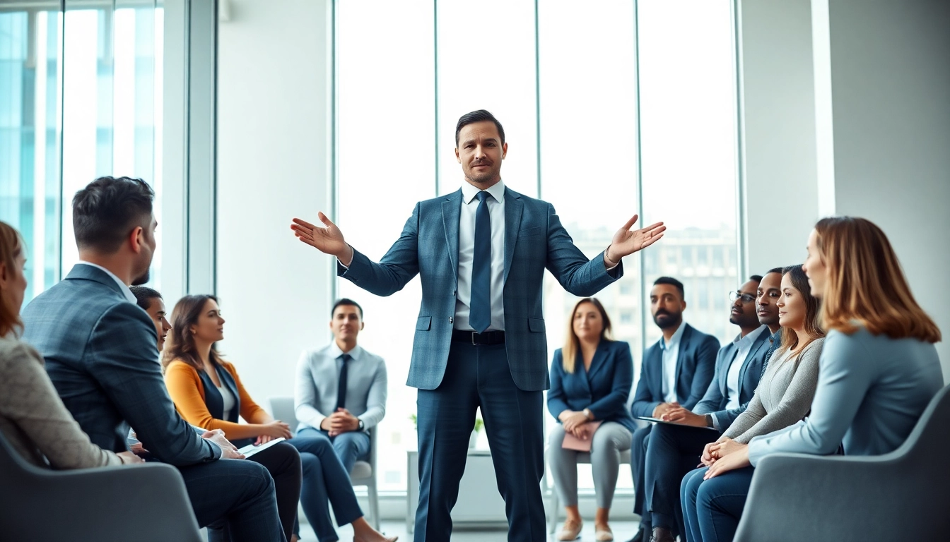 Showcasing Executive Presence, a business leader inspires confidence in a professional office environment.
