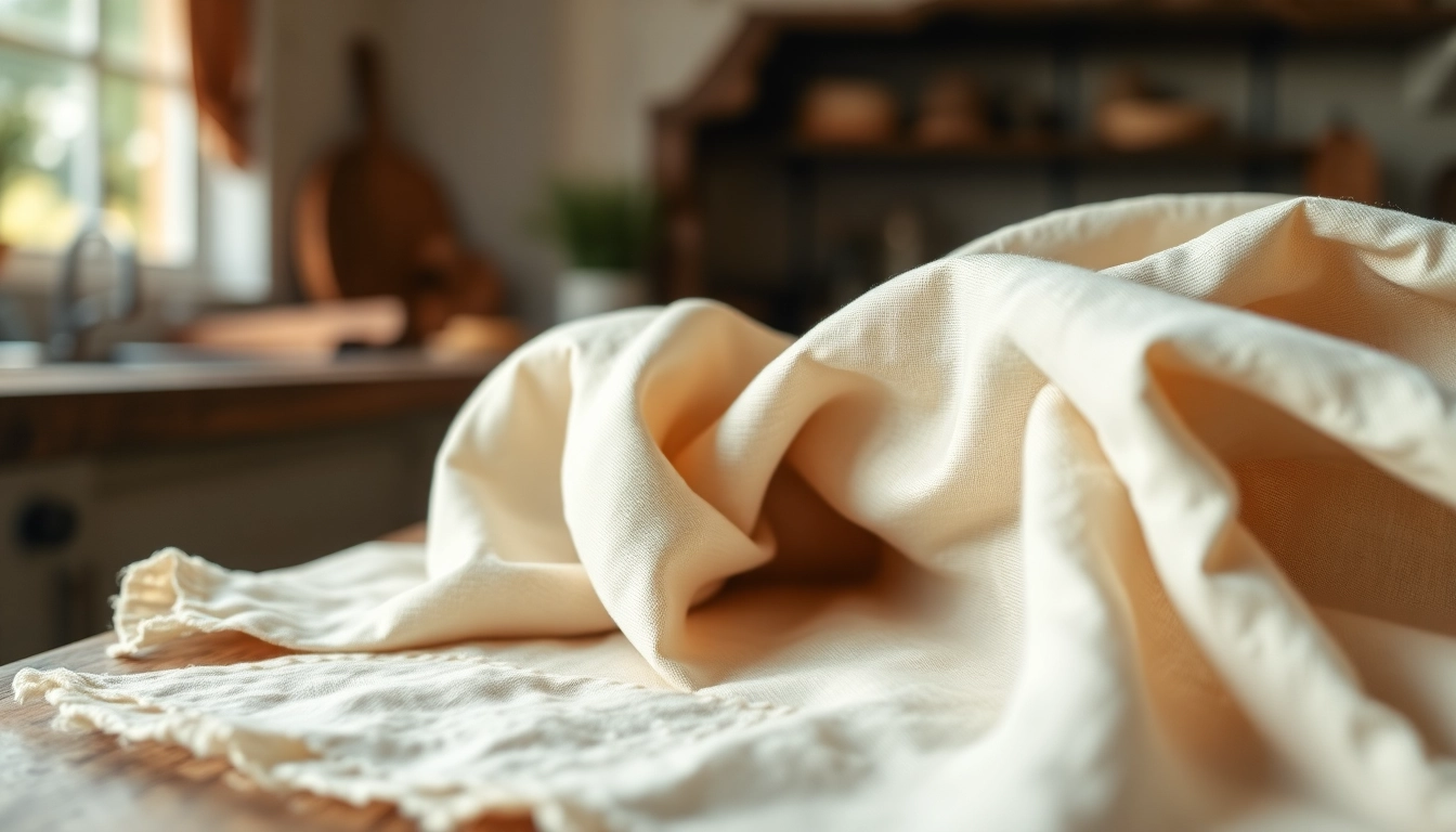 Kaasdoek fabric showcasing its smooth texture and natural color, ideal for kitchen use.