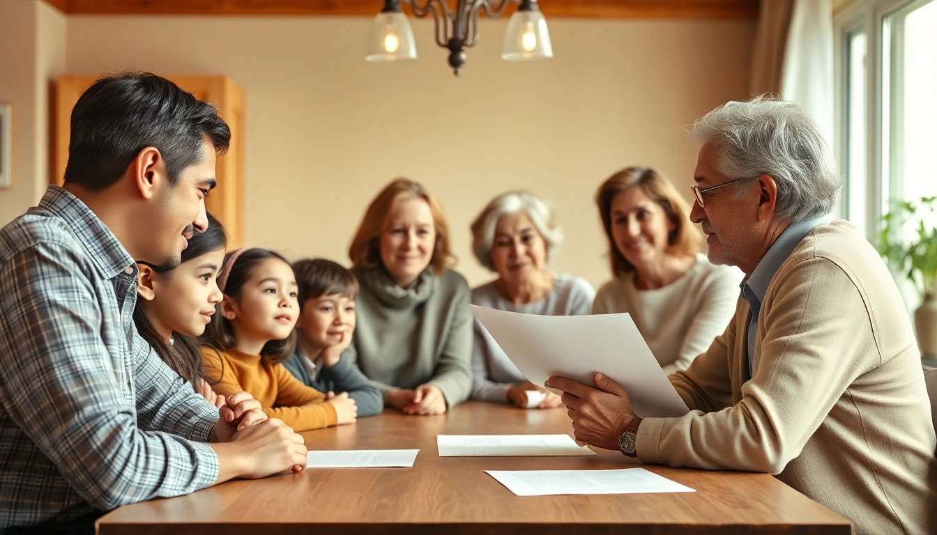 Beteiligung der Familie bei der Besprechung des Vermächtnis mit einem Anwalt.