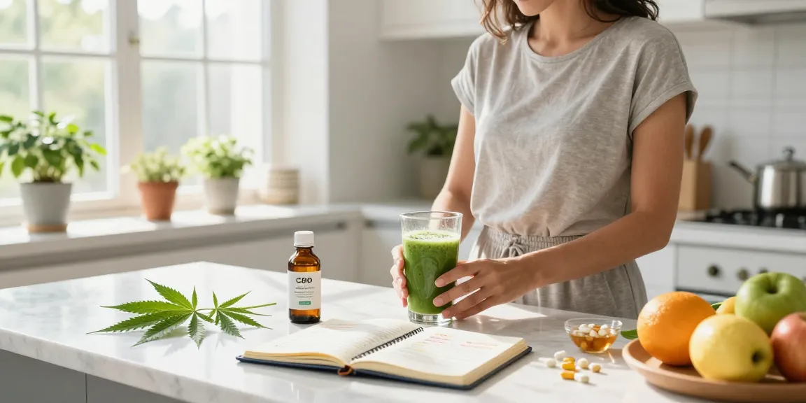 sg lana vape in a wellness morning routine with CBD oil and fresh ingredients promoting natural health.