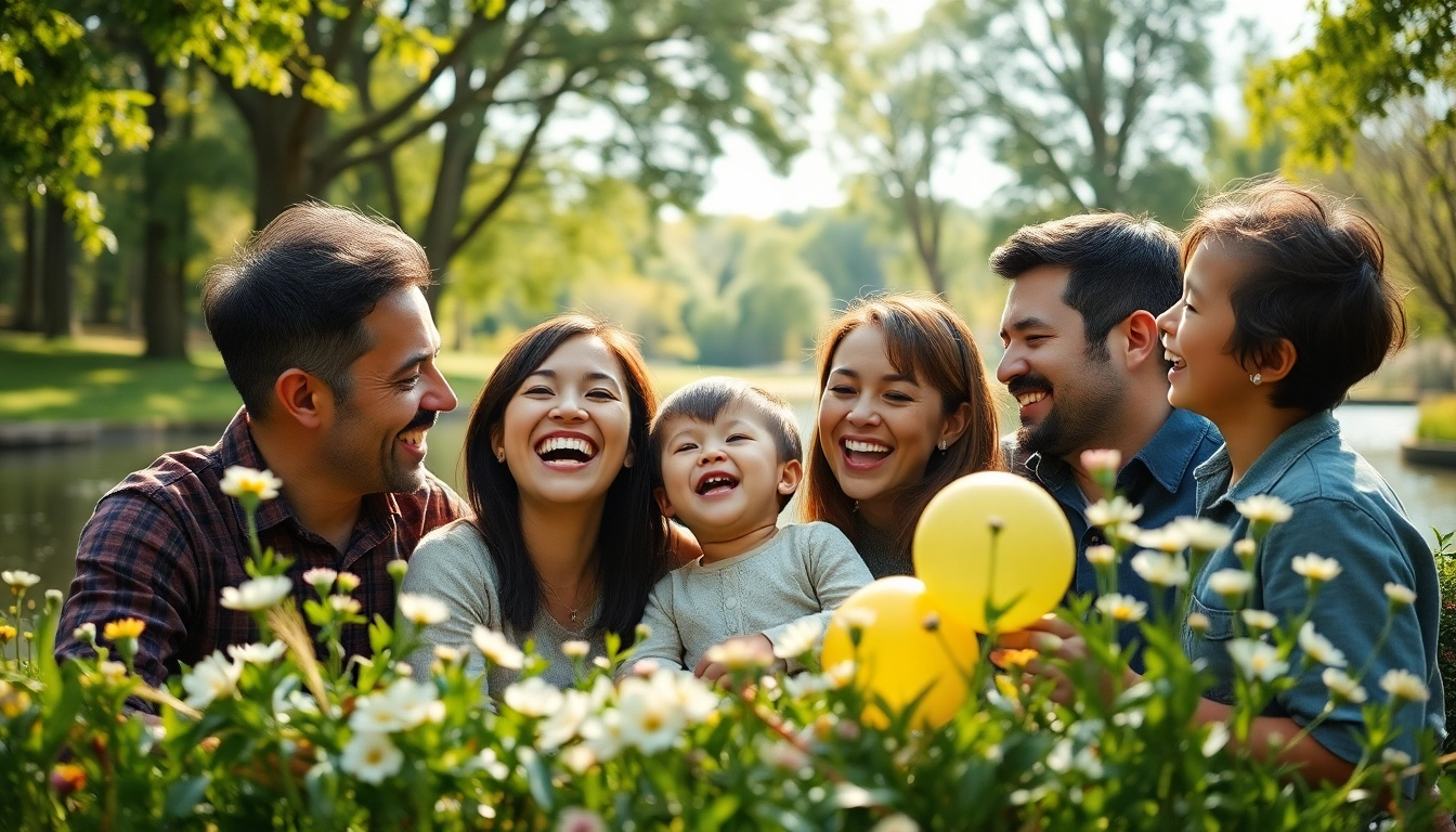 Family photographer Brantford Ontario captures joyful moments with a family in a vibrant park setting.
