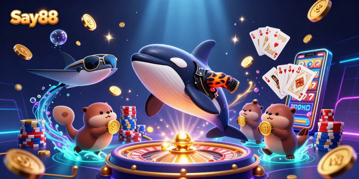 Experience the thrill of gambling with Say88, showcasing vibrant characters and exciting casino elements.
