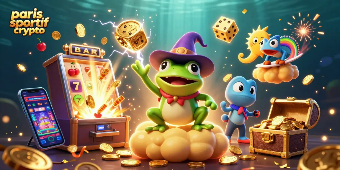 Placer des paris sportif crypto sur une plateforme animée avec un mage grenouille et un caméléon.