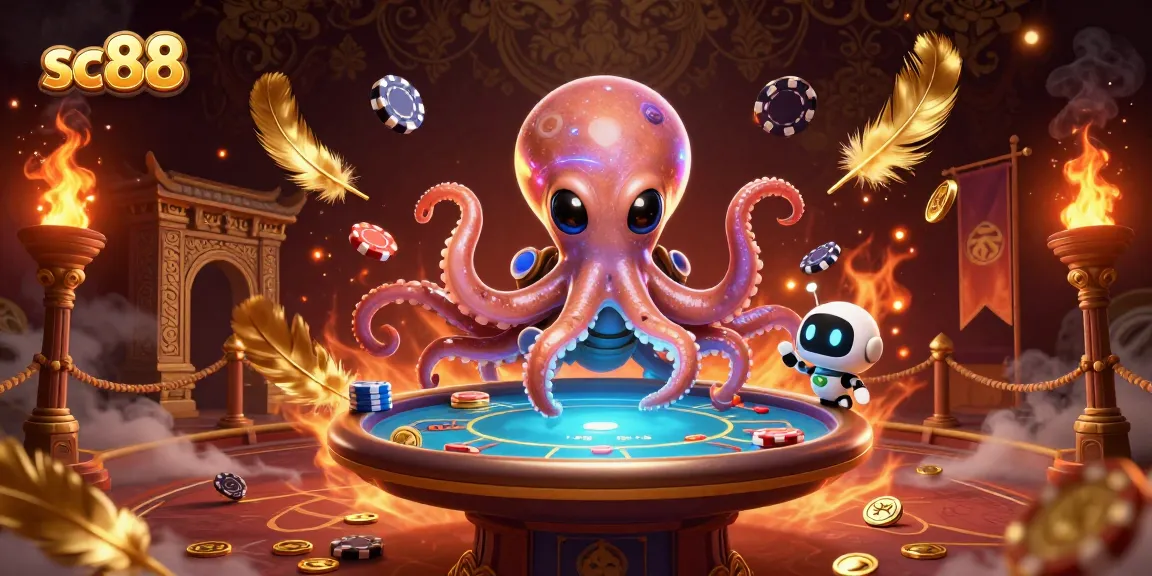 Play poker with sc88's alien octopus in a dazzling 3D casino scene filled with action and excitement.