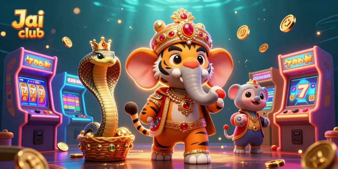 Engage in thrilling gaming action at Jai club with a vibrant 3D casino adventure scene