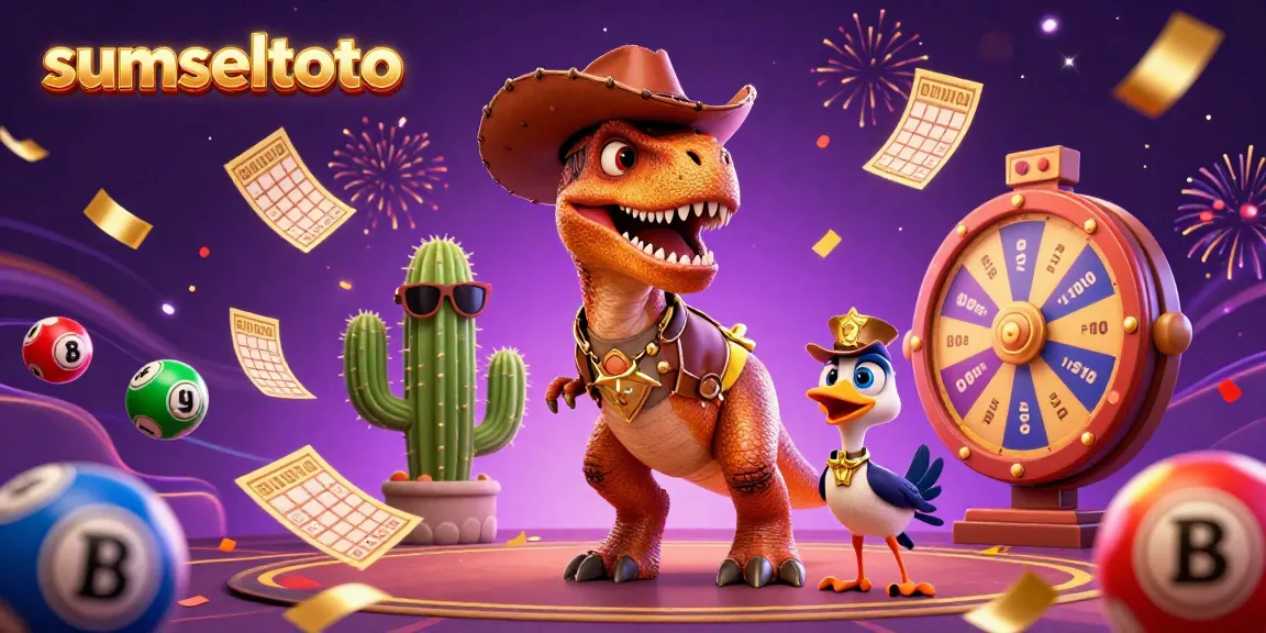 Play and win with sumseltoto in a vibrant casino scene featuring cartoon characters and slots.