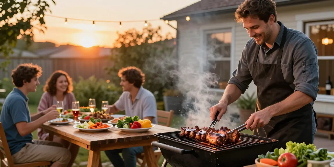 Sajian BBQ yang menggugah selera di halaman belakang, menampilkan BOS 88 sebagai pilihan masakan istimewa.