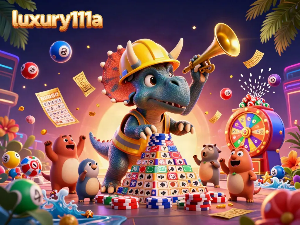 Engage in the vibrant world of luxury111a with an exciting 3D illustration of cheerful characters and dynamic gaming elements.