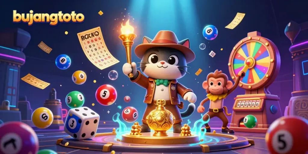 Experience the excitement of bujangtoto with a vibrant, dynamic casino adventure scene.