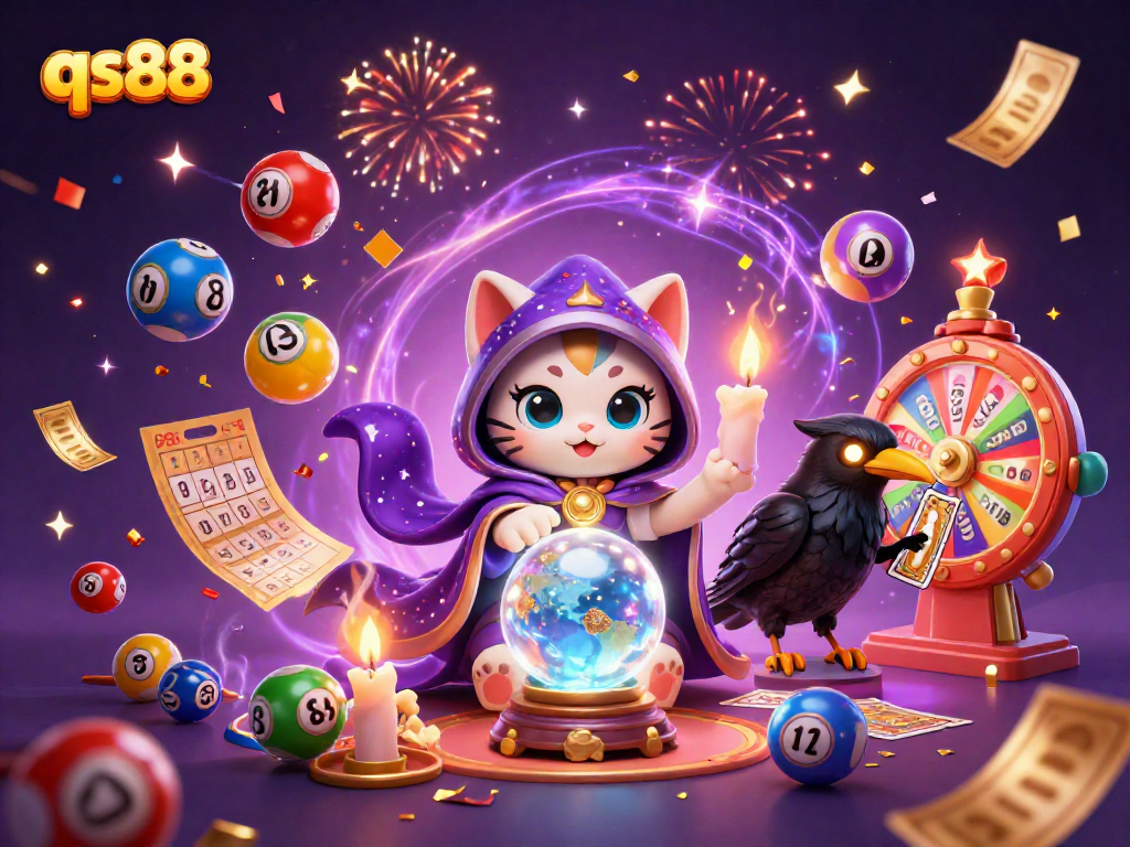 Engage with qs88's exciting lottery games, featuring vibrant characters and colorful elements.