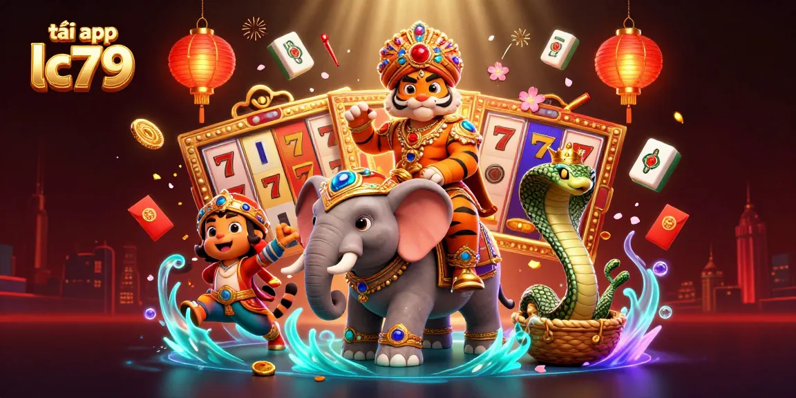 Chơi game tại tải app lc79 với hình ảnh 3D độc đáo của hổ maharaja và voi quý giá.