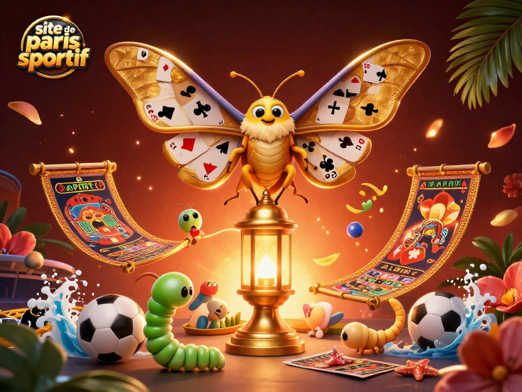 Pariez facilement sur un site de paris sportif avec une ambiance animée de jeu et des trophées en avant-plan.