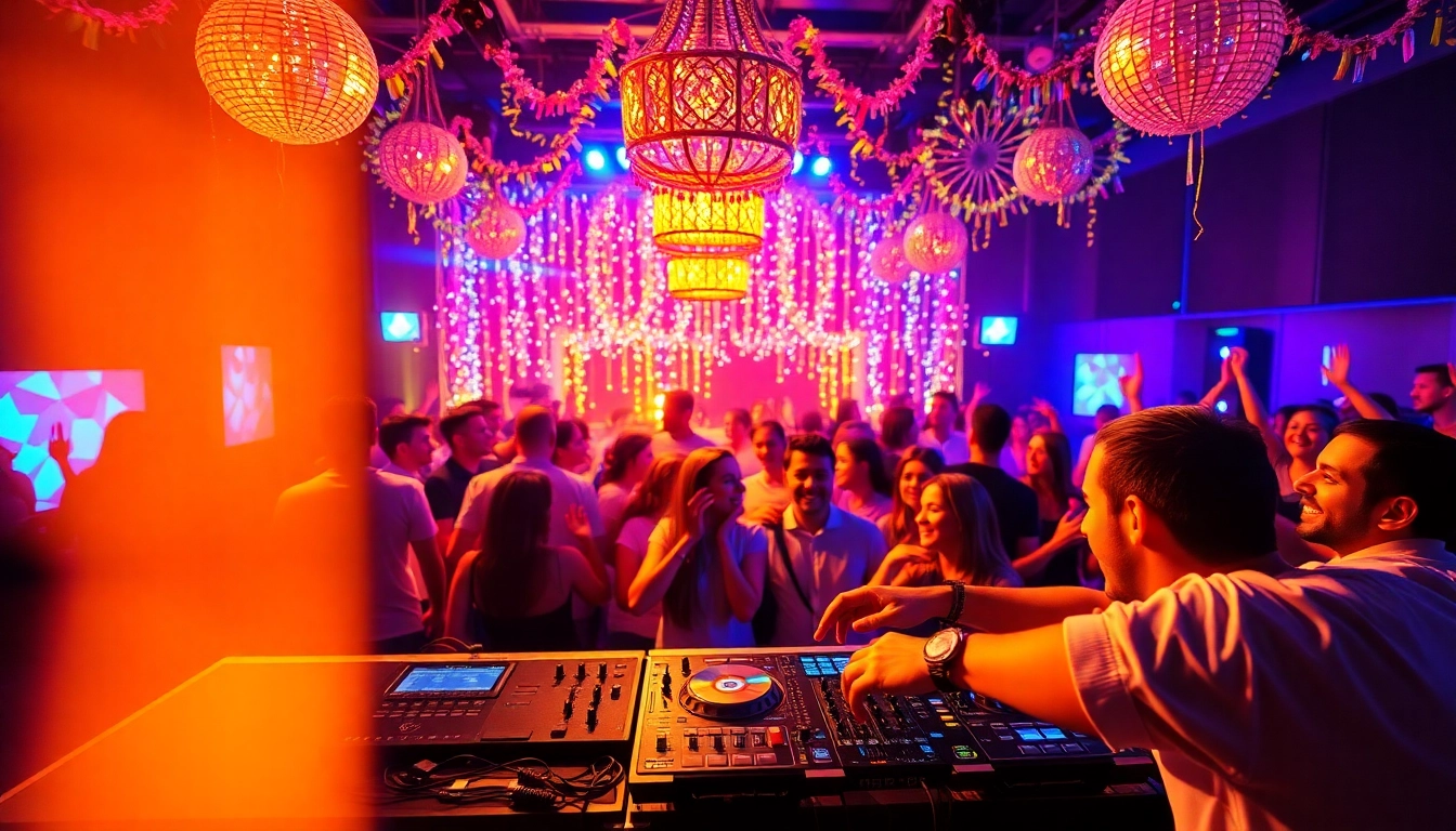 Ascultă muzica de petrecere într-o atmosferă vibrantă de sărbătoare.