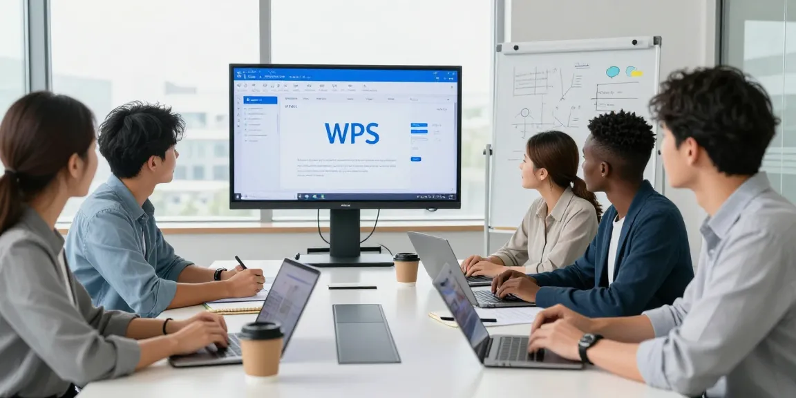 团队在明亮的办公室中使用WPS办公软件进行合作,展现高效协作和现代办公环境。