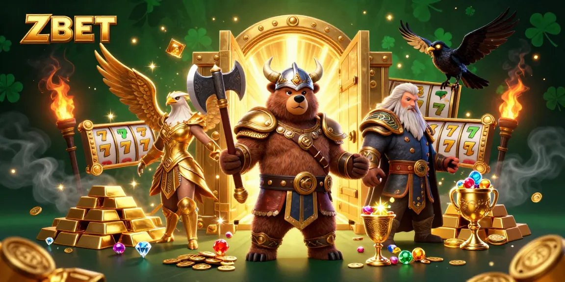 ZBET embodies thrilling slots adventure with a Viking berserker and dazzling treasures.