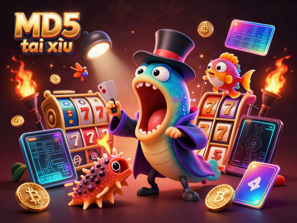Experience the excitement of MD5 tài xỉu with vibrant slot reels and magical underwater characters.