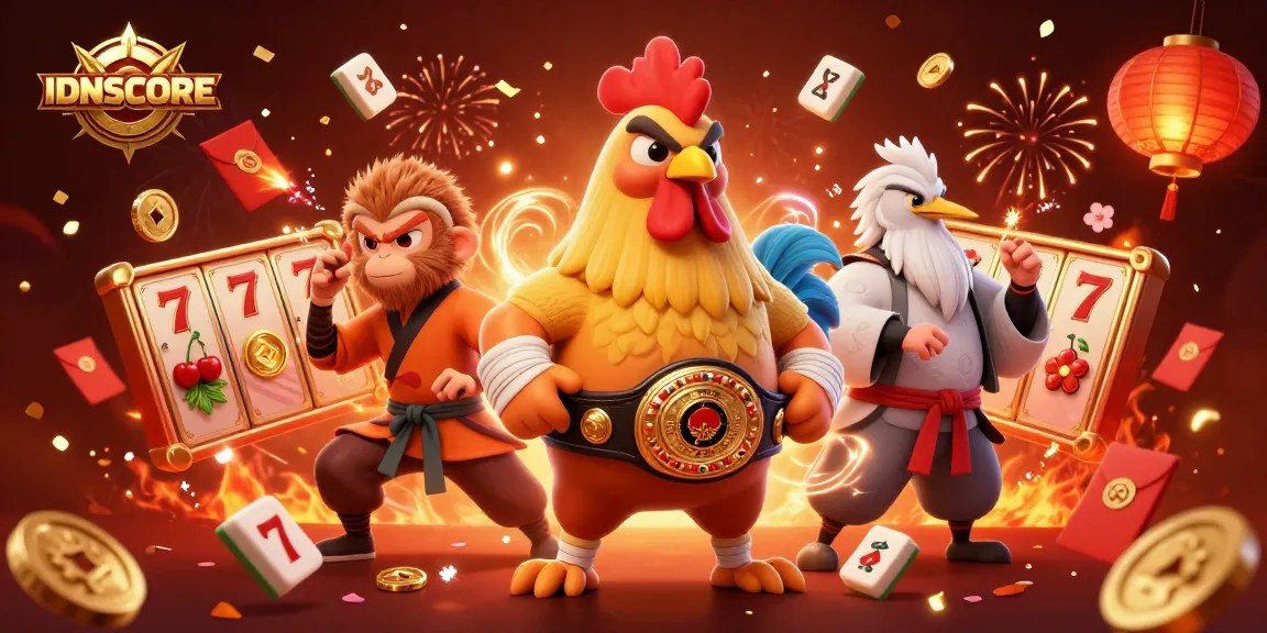 IDNSCORE players enjoying a thrilling slots experience with vibrant characters and dynamic gaming elements