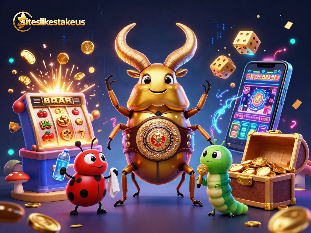 Engage in thrilling gaming action with siteslikestakeus featuring cartoon characters and vibrant casino elements.
