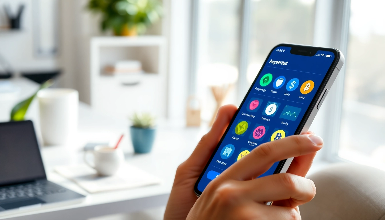 Engaging user with guarda wallet interface in a modern workspace, illustrating cryptocurrency management.