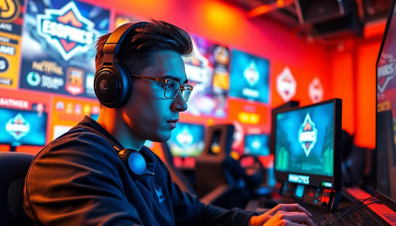 mild88 pemain esports beraksi di lingkungan permainan yang energik.